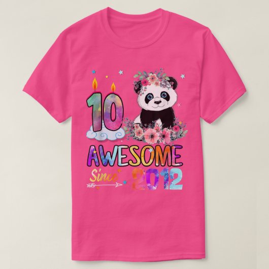 Awesome since 2012 10th Birthday 10 Year Old Panda T-shirt (Design voorkant)