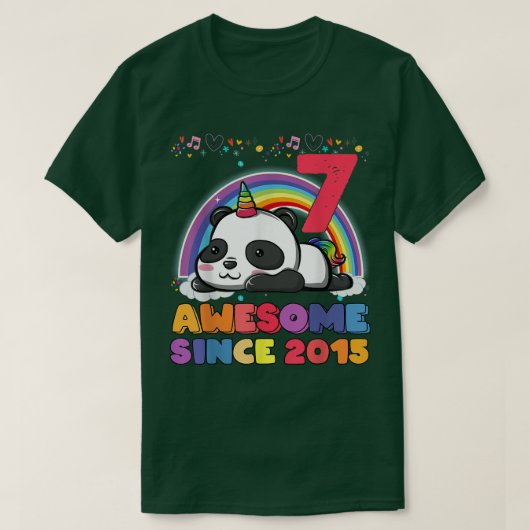 Awesome since 2015 7th Bday 7 Years Old Panda Unic T-shirt (Design voorkant)