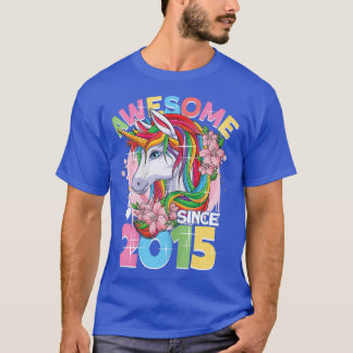 Awesome since 2015 7th Birthday Girl 7 Years Unico T-shirt
