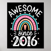 Awesome Since 2016 9th Birthday Rainbow Born In 20 Poster (Voorkant)