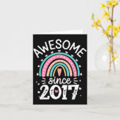 Awesome Since 2017 8th Birthday Rainbow Born In 20 Kaart (Gele Bloem)