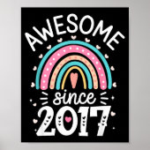 Awesome Since 2017 8th Birthday Rainbow Born In 20 Poster (Voorkant)
