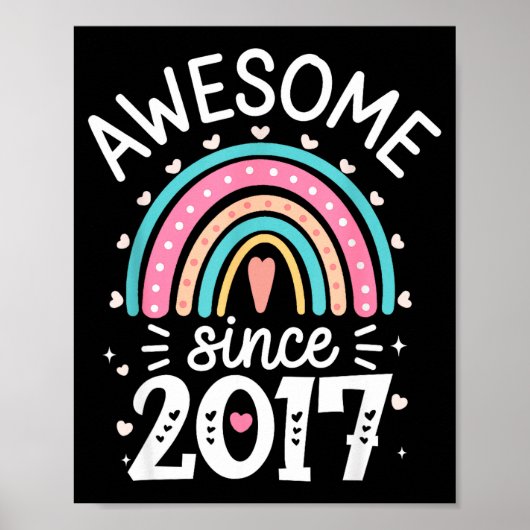 Awesome Since 2017 8th Birthday Rainbow Born In 20 Poster (Voorkant)