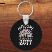 Awesome Since 2017 8th Birthday Rainbow Born In 20 Sleutelhanger (Voorkant)