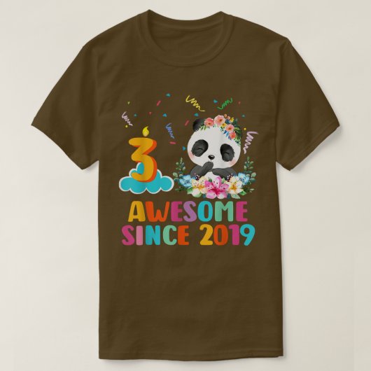 Awesome since 2019 3rd Birthday 3 Year Old Panda U T-shirt (Design voorkant)