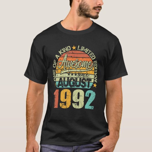 Awesome Since August 1992 30 Years Old 30th Birthd T-shirt (Voorkant)