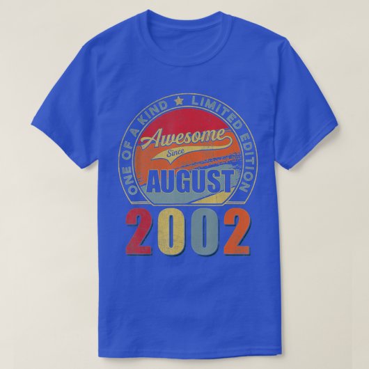 Awesome Since August 2002 20 Years Old 20th Birthd T-shirt (Design voorkant)