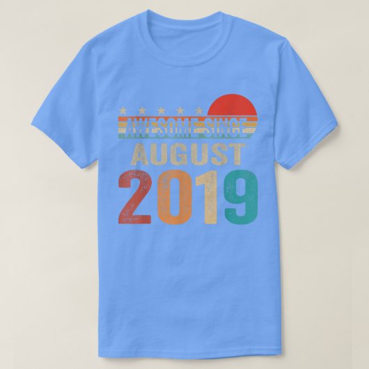 Awesome Since August 2019 3 Years Old 3rd Birthday T-shirt (Design voorkant)