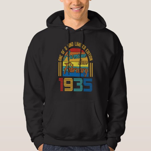 Awesome Since February 1935 88 Years Old 88th Birt Hoodie (Voorkant)