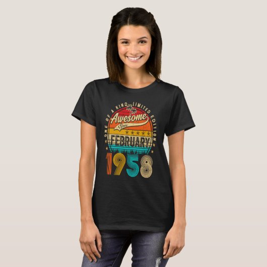 Awesome Since February 1958 65 Years Old 65th Birt T-shirt (Voorkant volledig)
