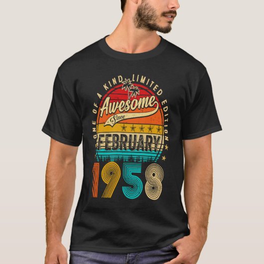 Awesome Since February 1958 65 Years Old 65th Birt T-shirt (Voorkant)