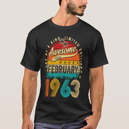 Awesome Since February 1963 60 Years Old 60th Birt T-shirt (Voorkant)