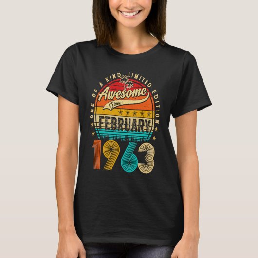 Awesome Since February 1963 60 Years Old 60th Birt T-shirt (Voorkant)