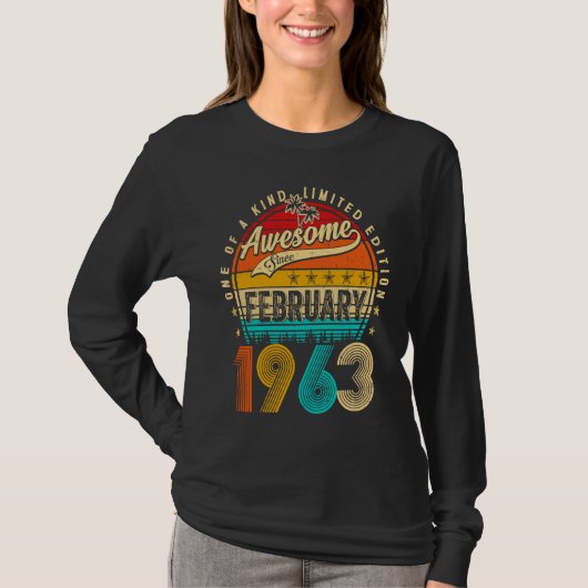 Awesome Since February 1963 60 Years Old 60th Birt T-shirt (Voorkant)