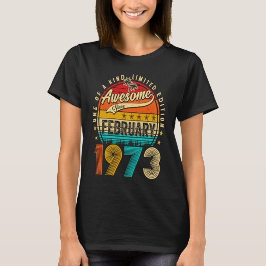 Awesome Since February 1973 50 Years Old 50th Birt T-shirt (Voorkant)