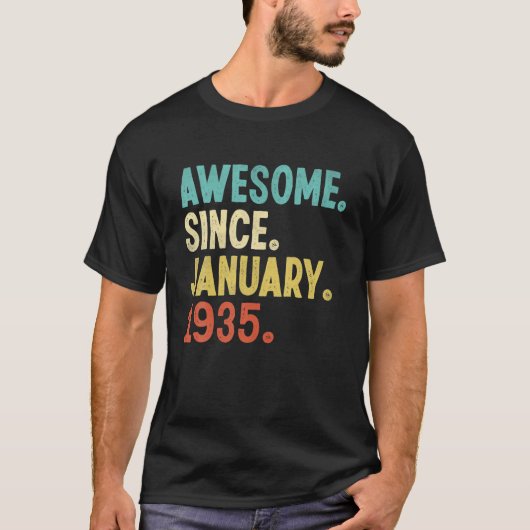 Awesome Since January 1935 87Th Birthday 87 Year O T-shirt (Voorkant)