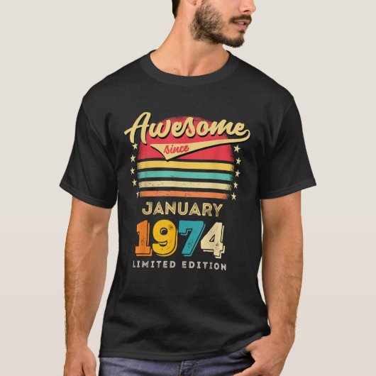 Awesome Since January 1974 Birthday T-shirt (Voorkant)