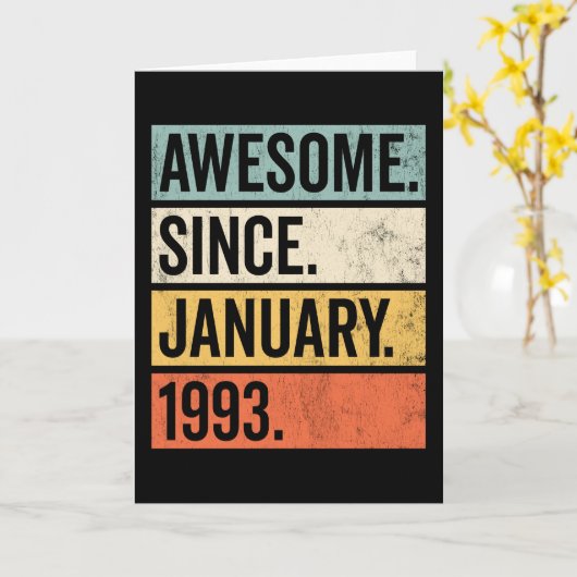 Awesome Since January 1993 Birthday Kaart (Gele Bloem)