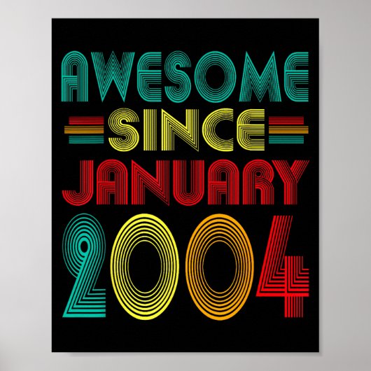 Awesome Since January 2004 Years 22nd Bday Funny V Poster (Voorkant)