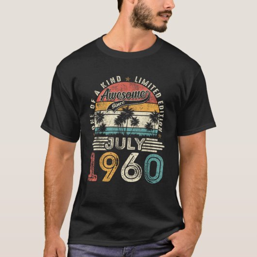 Awesome since July 1960 65 Years Old 65th Birthday T-shirt (Voorkant)