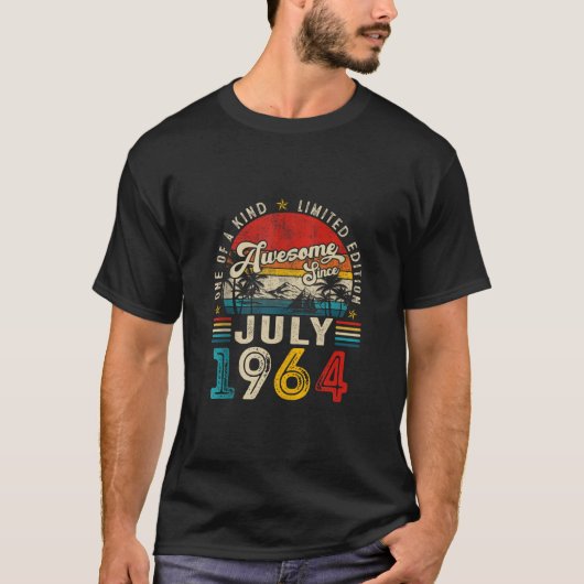 Awesome since July 1964 60 Years Old 60th Birthday T-shirt (Voorkant)