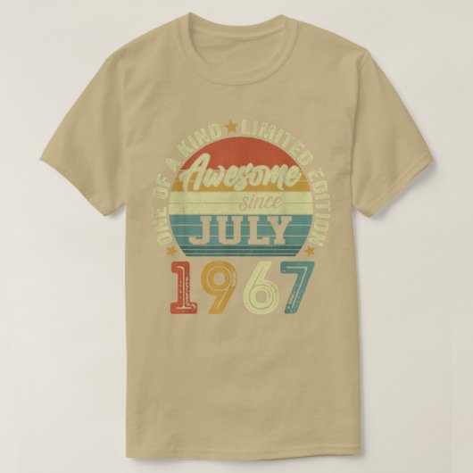 Awesome Since July 1967 55 Years Old 55th Birthday T-shirt (Design voorkant)