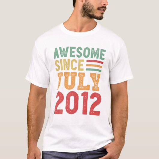 Awesome Since July 2012 10Th Birthday Retro Gift T-shirt (Voorkant)