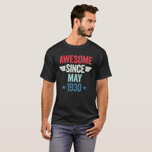 Awesome Since May 1930 T-shirt (Voorkant volledig)