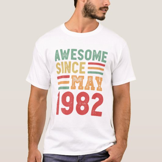 Awesome Since May 1982 40Th Birthday Retro Gift T-shirt (Voorkant)