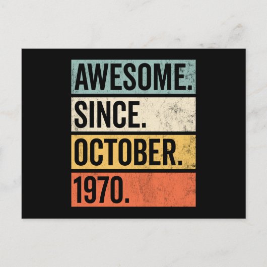 Awesome Since October 1970 Birthday Briefkaart (Voorkant)