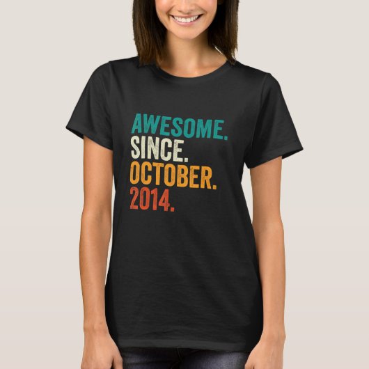 Awesome Since October 2014 8th Birthday 8 Years O T-shirt (Voorkant)