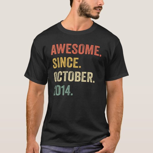 Awesome Since October 2014 8th Birthday 8 Years O T-shirt (Voorkant)