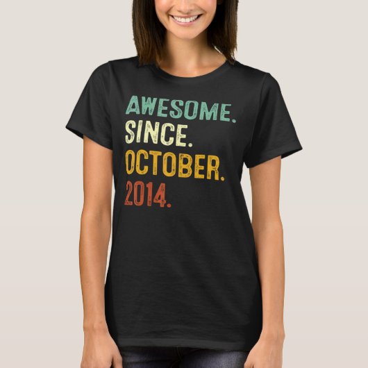 Awesome Since October 2014 8th Birthday 8 Years O T-shirt (Voorkant)