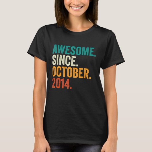 Awesome Since October 2014 8th Birthday 8 Years O T-shirt (Voorkant)