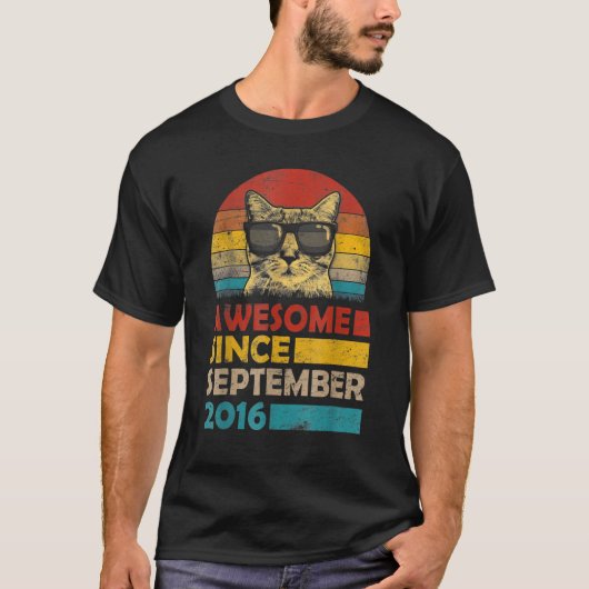 Awesome Since September 2016 6th Birthday Cat T-shirt (Voorkant)