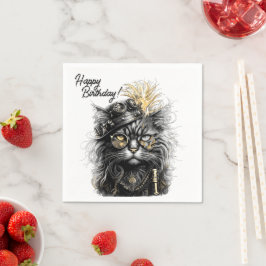 Awesome Steampunk Cat Birthday  Servet