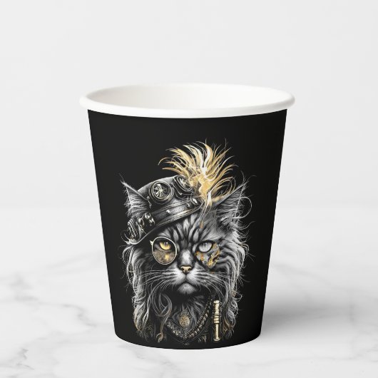 Awesome Steampunk Cat Papieren Bekers (Voorkant)