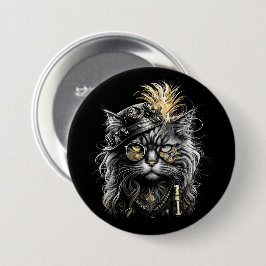 Awesome Steampunk Cat  Ronde Button 7,6 Cm