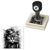 Awesome Steampunk Cat Rubberstempel (Gestempeld)