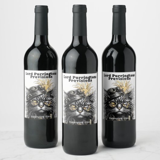 Awesome Steampunk Cat Wijn Etiket (Flessen)