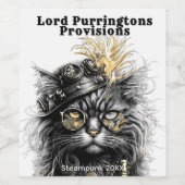 Awesome Steampunk Cat  Wijn Etiket (Enkel label)