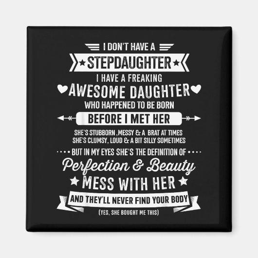 Awesome Stepdaughter For Step Bonus Dad Fathers Da Magneet (Voorkant)