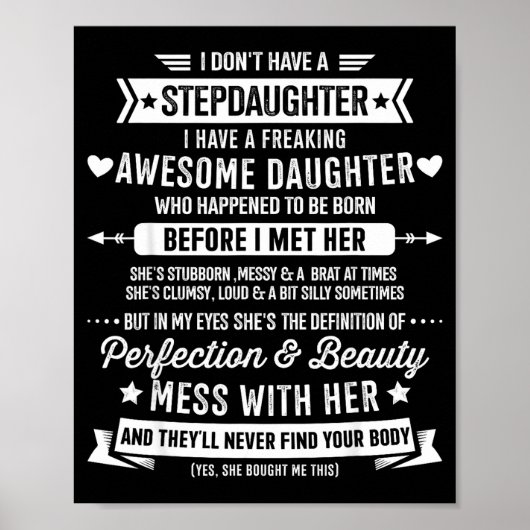 Awesome Stepdaughter For Step Bonus Dad Fathers Da Poster (Voorkant)
