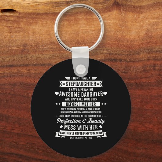 Awesome Stepdaughter For Step Bonus Dad Fathers Da Sleutelhanger (Voorkant)