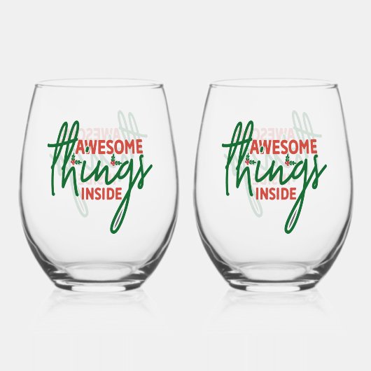 Awesome Things Inside Wijnglas Zonder Voet (Achterkant)