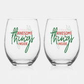 Awesome Things Inside Wijnglas Zonder Voet (Voorkant)