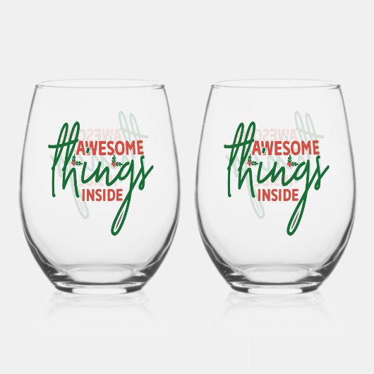Awesome Things Inside Wijnglas Zonder Voet (Voorkant)