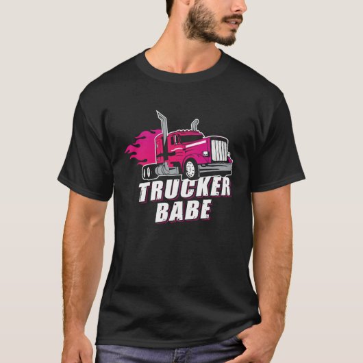 Awesome Trucker Babe Trailer Truck Driver Women Gi T-shirt (Voorkant)