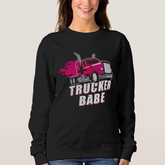 Awesome Trucker Babe Trailer Truck Driver Women Gi Trui (Voorkant)