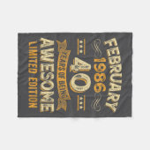 Awesome Vintage February 1986 40th Birthday  Fleece Deken (Voorkant (Horizontaal))